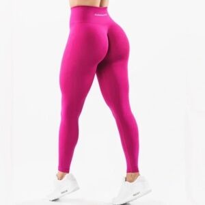 Alphalete Amplify Leggings Magenta Pink Size Small Scrunch Butt High Waisted Gym
